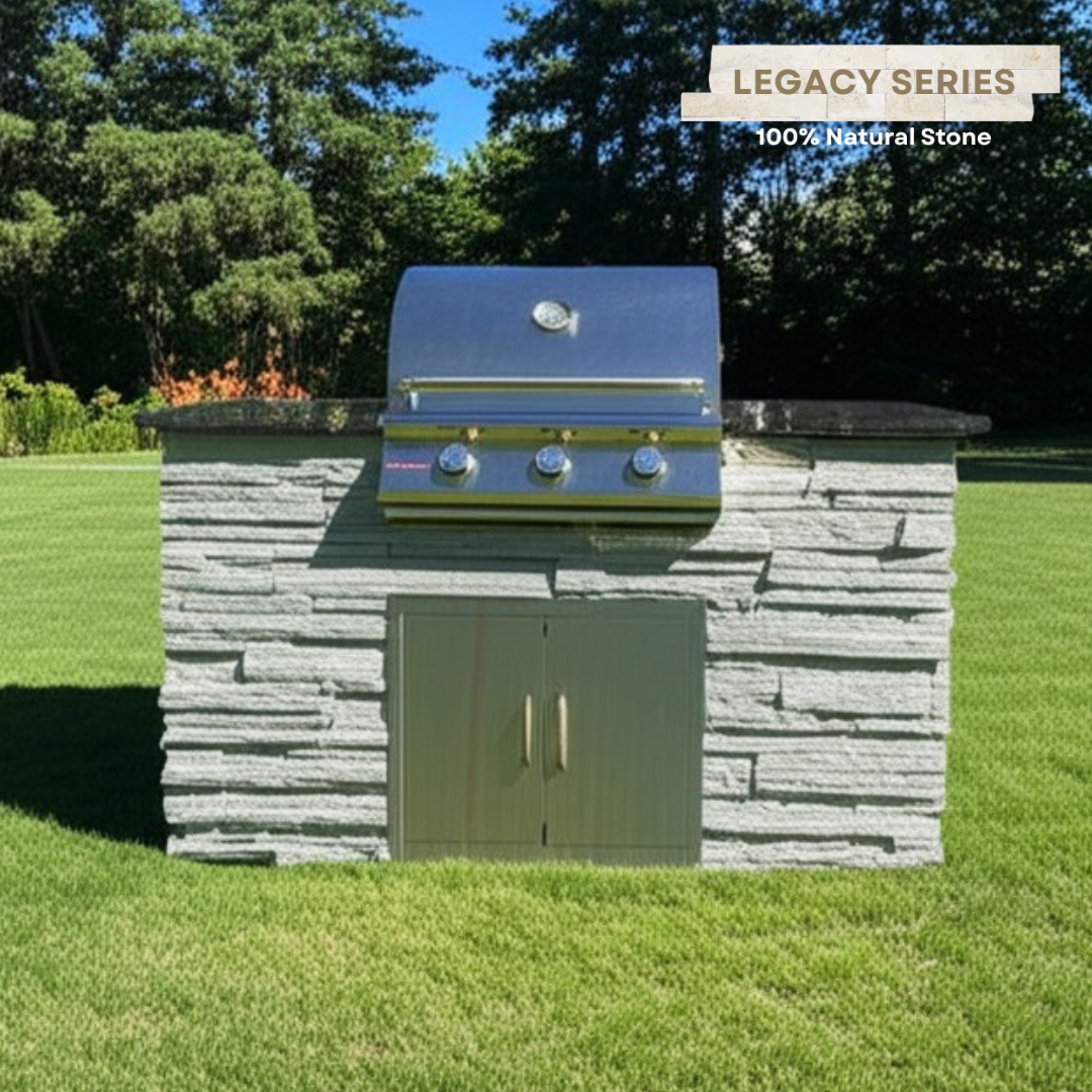 The Legacy Express 5 Ft Island with 25" Blaze LBM Grill & Granite Countertop