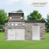 The Legacy Classic 6 Ft Island with 32" Blaze LTE Grill, Drawer Combo, Trash Bin & Granite Countertop