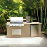 The Bali Grill Island 7.5 Ft with 32" 4-Burner Grill, Side Burner & Backsplash