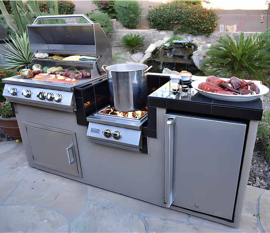 The Ibiza Grill Island Package 7.5 Ft with 32" Grill, Power Burner & Refrigerator