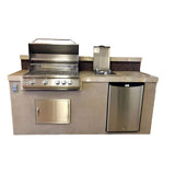 The Bali Grill Island 7.5 Ft with 32" 4-Burner Grill, Side Burner & Backsplash