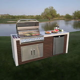 The Classic Shiplap 7.5 Ft with 32" Grill, Refrigerator & Waterfall Edge