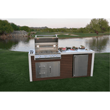 The Classic Shiplap 7.5 Ft with 32" Grill, Refrigerator & Waterfall Edge