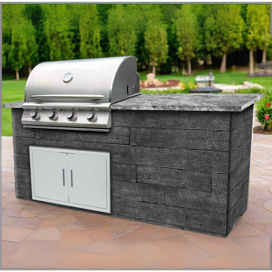 The Rockwell Terrace 6 Ft Island with 32" LBM Blaze Grill & Granite Countertop