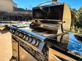 The Executive L-shaped Bar Island 8 Ft with 32" Blaze Grill, Power Burner, Refrigerator & Granite Countertop