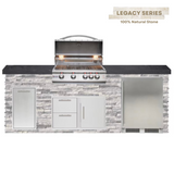The Legacy Pro 8 Ft Island with 32" Blaze LTE Grill, Refrigerator, Drawers, Trash Bin & Granite Countertop