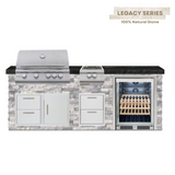 The Legacy Deluxe 8 Ft Island with 32" Blaze LTE Grill, LTE Power Burner, Glass Door Refrigerator, Drawers & Granite Countertop