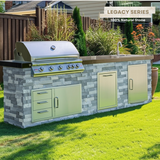 The Legacy Grand 10 Ft Island with 40" Blaze LTE Grill, Sink, Drawer Combo, Trash Bin and & Granite Countertop