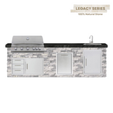 The Legacy Grand 10 Ft Island with 40" Blaze LTE Grill, Sink, Drawer Combo, Trash Bin and & Granite Countertop
