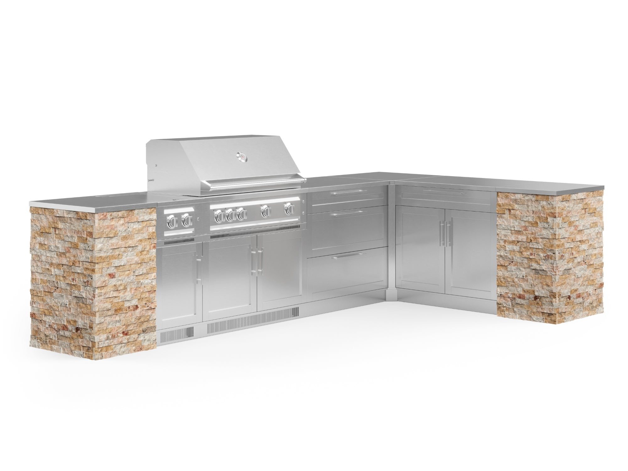 The Aether 11 Ft L-Shaped Kitchen with 33 to 40" Platinum Grill, Bar & Side Burner