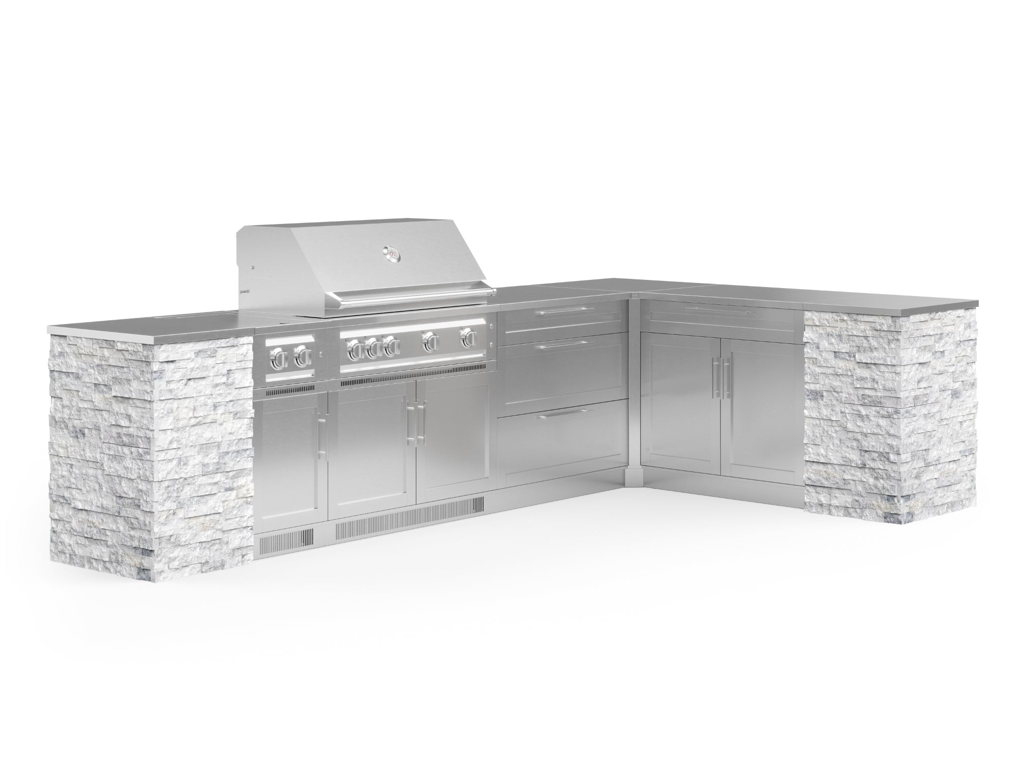 The Aether 11 Ft L-Shaped Kitchen with 33 to 40" Platinum Grill, Bar & Side Burner
