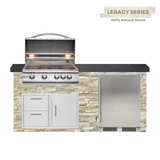 The Legacy Compact 6 Ft Island with 32" Blaze LTE Grill, Refrigerator and Drawer Combo & Granite Countertop