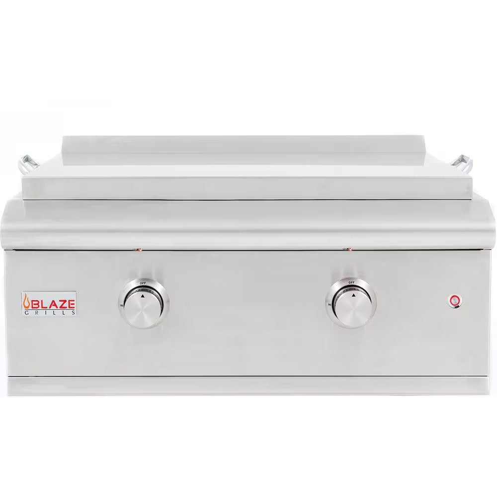 The Legacy Ultimate 10 Ft Island with 32" Blaze LTE Grill, 30" Blaze LTE Griddle, Refrigerator, Drawers, Trash Bin & Granite Countertop