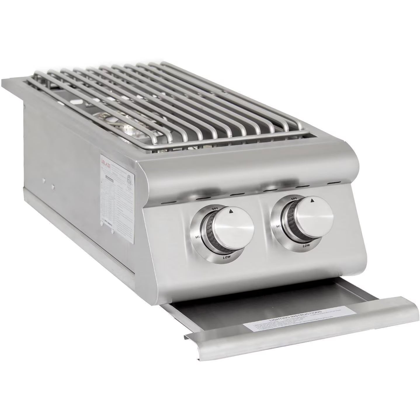 Blaze LTE Built-In Stainless Steel Double Side Burner w/ Lid