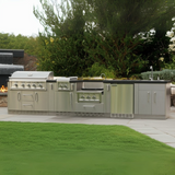 The Hill Country 13.5 Ft Grill Island with 42"Grill, Flat-Top Griller & Power Burner