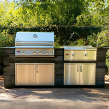 The Parkview 8 Ft Island with 32" Blaze Grill, Griddle, Double Drawer Combo & Granite Countertop