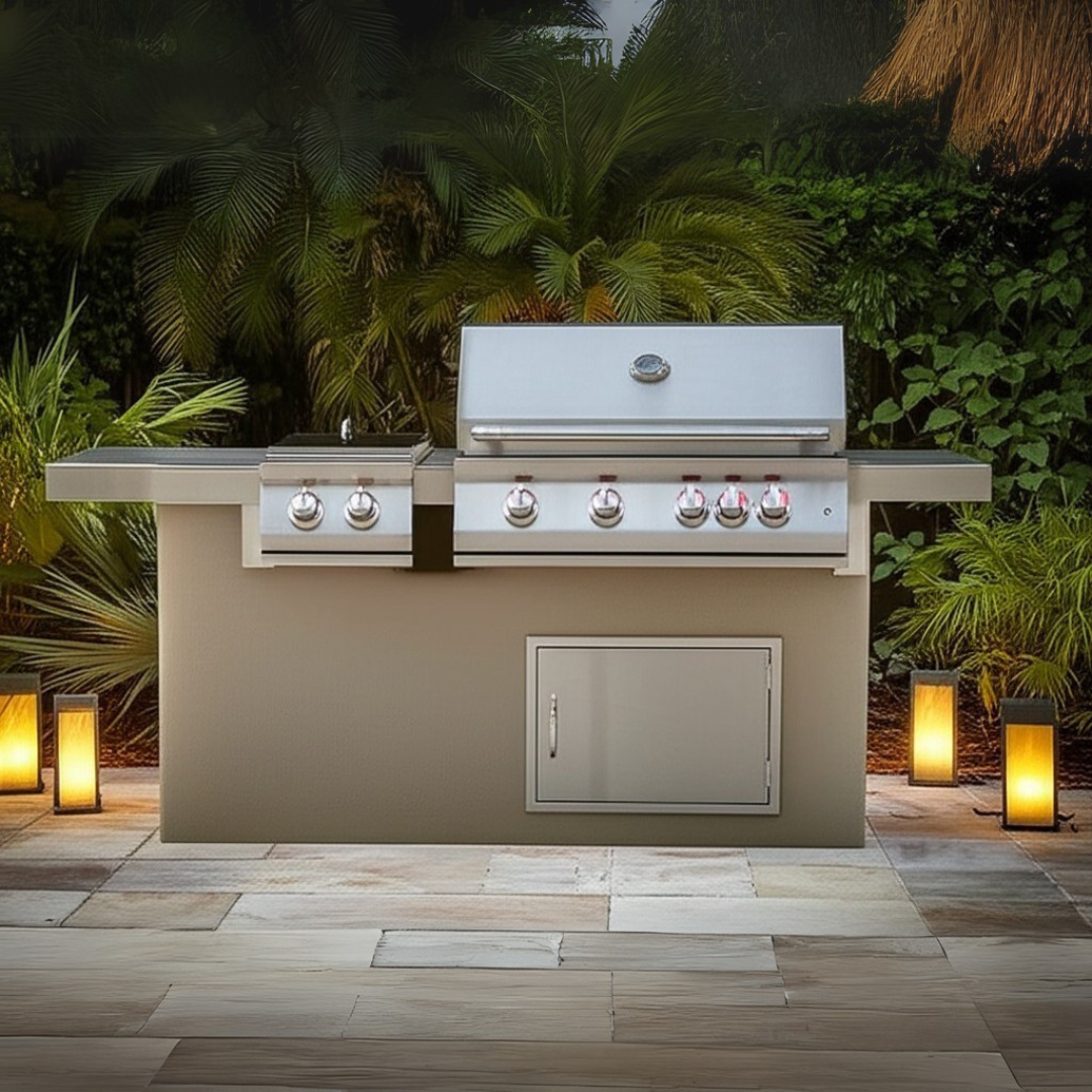 The Antigua Grill Island 6 Ft with 32" Grill & Double Side Burner