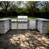 The Monarch U-shaped Bar Island 8 Ft with 32" Blaze Grill, Power Burner, Refrigerator & Granite Countertop