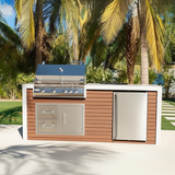 The Professional Shiplap 7.5 Ft with 32" Grill, Waterfall Edge & Refrigerator