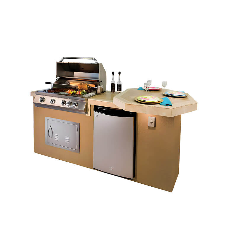 The Poly 7.5 Ft Grill Island with 32" 4-Burner Grill & Octagon Bar