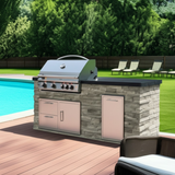 The Legacy Classic 6 Ft Island with 32" Blaze LTE Grill, Drawer Combo, Trash Bin & Granite Countertop