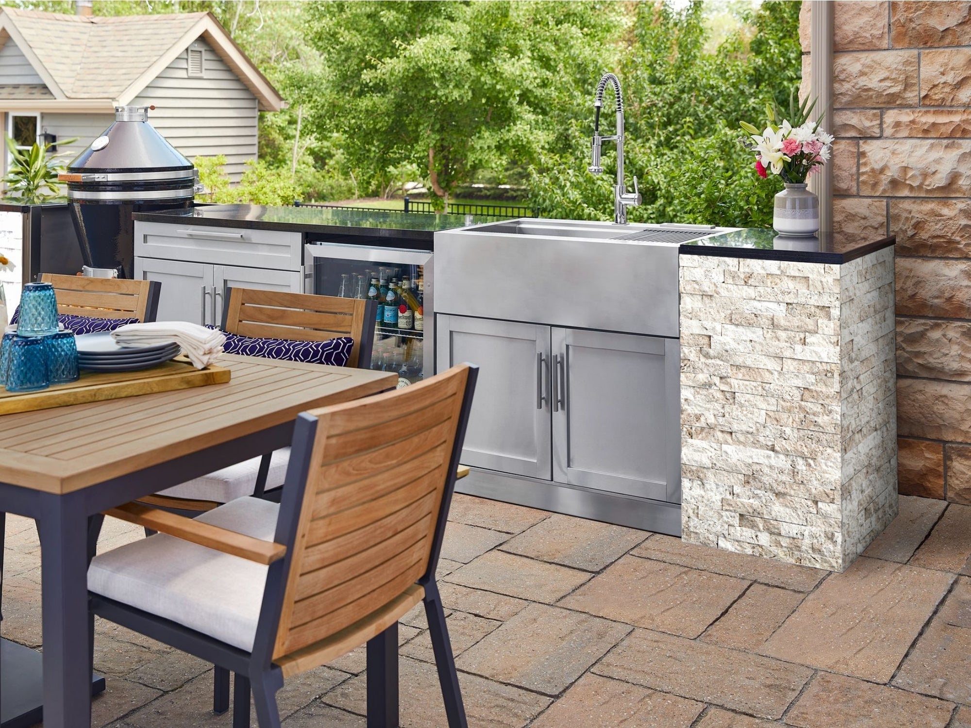 The Aether 11 Ft L-Shaped Kitchen with 33 to 40" Platinum Grill, Bar & Side Burner