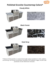The Legacy Ultimate 10 Ft Island with 32" Blaze LTE Grill, 30" Blaze LTE Griddle, Refrigerator, Drawers, Trash Bin & Granite Countertop