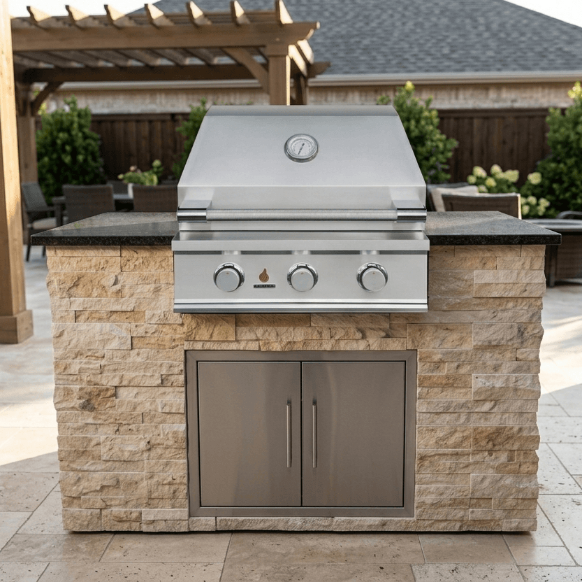 The Legacy Express 5 Ft Island with 25" TrueFlame Grill & Granite Countertop